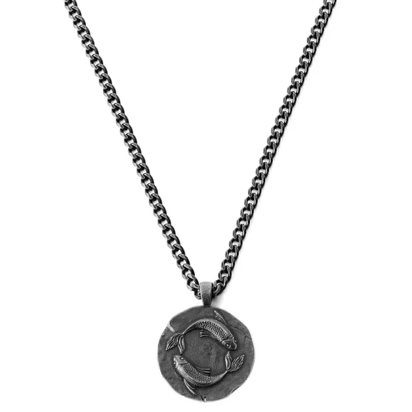 Lucleon Astro | Collier En Acier Inoxydable Argenté Avec Signe Astrologique Des Poissons 1