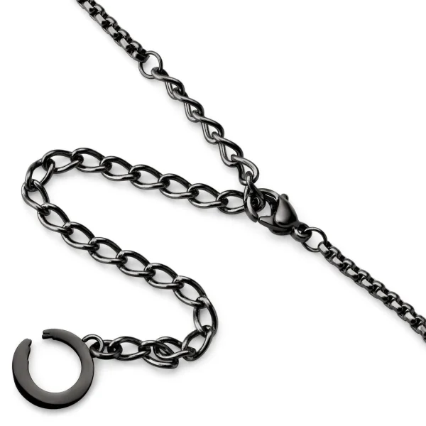 Otsu Egan | Collier à Maille Vénitienne Avec Pendentif Ours En Peluche En Acier Inoxydable Gris Anthracite 5