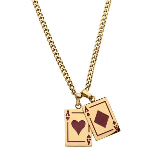 Seizmont Ace | Collier à Pendentif Doré « La Paire D’as Rouges » 1