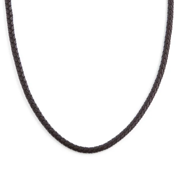 Collin Rowe Collier En Cuir Marron Tressé 3mm 1