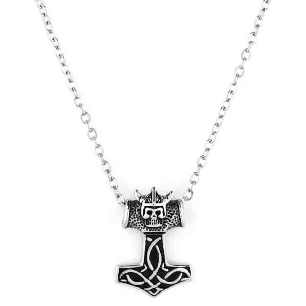 Fort Tempus Collier à Pendentif Argenté Le Crâne Viking 1