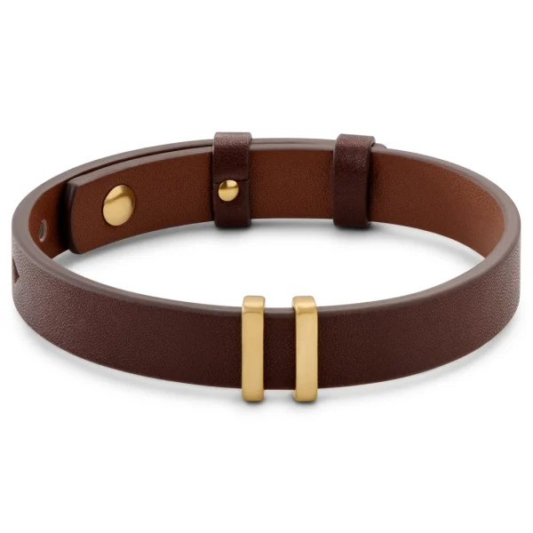 Lucleon Nomen | Bracelet En Cuir Noir Et Marron Avec Finitions En Métal Doré 1