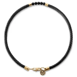 Lucleon Tenvis | Collier En Cuir Avec Onyx Et Pendentifs Dorés 5 Mm 9