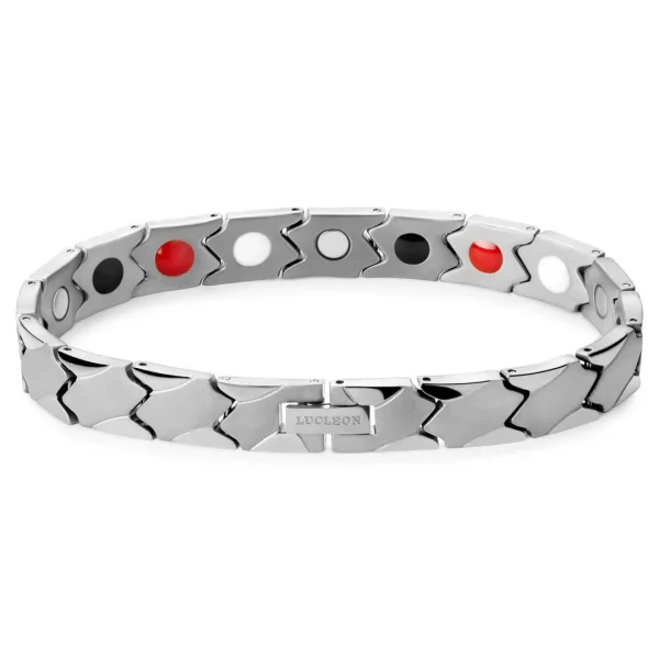 Lucleon Bracelet Magnétique Asymétrique En Titane Argenté 4