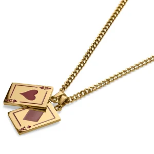 Seizmont Ace | Collier à Pendentif Doré « La Paire D’as Rouges » 14