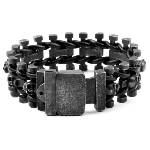 Fort Tempus Bracelet Biker En Acier Chirurgical à Chaîne Sertie De Crânes 10