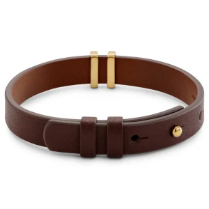 Lucleon Nomen | Bracelet En Cuir Noir Et Marron Avec Finitions En Métal Doré 9