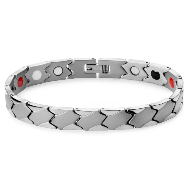 Lucleon Bracelet Magnétique Asymétrique En Titane Argenté 1