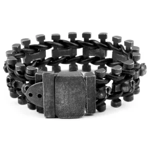 Fort Tempus Bracelet Biker En Acier Chirurgical à Chaîne Sertie De Crânes 12