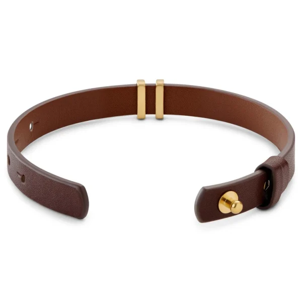 Lucleon Nomen | Bracelet En Cuir Noir Et Marron Avec Finitions En Métal Doré 4