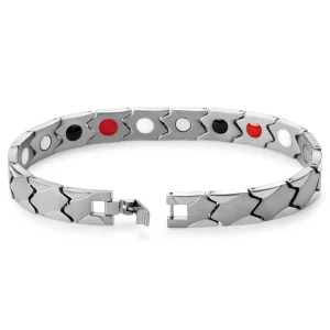 Lucleon Bracelet Magnétique Asymétrique En Titane Argenté 10