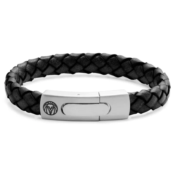 Lucleon Bracelet Bolo Massif En Cuir Noir Uni 1