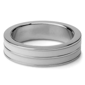 Lucleon Bague En Acier Et En Céramique Blanc Et Argent 10