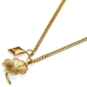 Seizmont Ace | Collier à Double Pendentif Doré « L’as De Carreau » Et « Le Trèfle à 4 Feuilles » 14