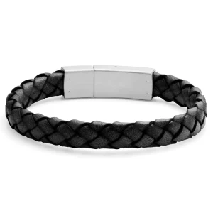 Lucleon Bracelet Bolo Massif En Cuir Noir Uni 8