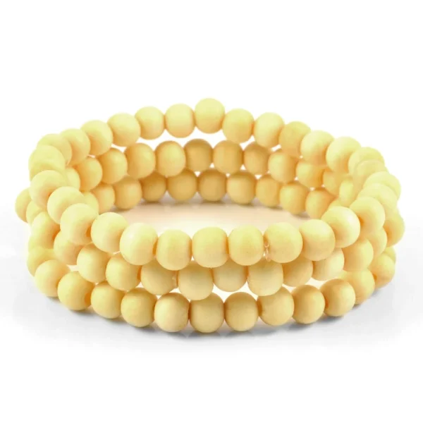 Collin Rowe Ensemble De Trois Bracelets En Perles De Bois Couleur Crème 1