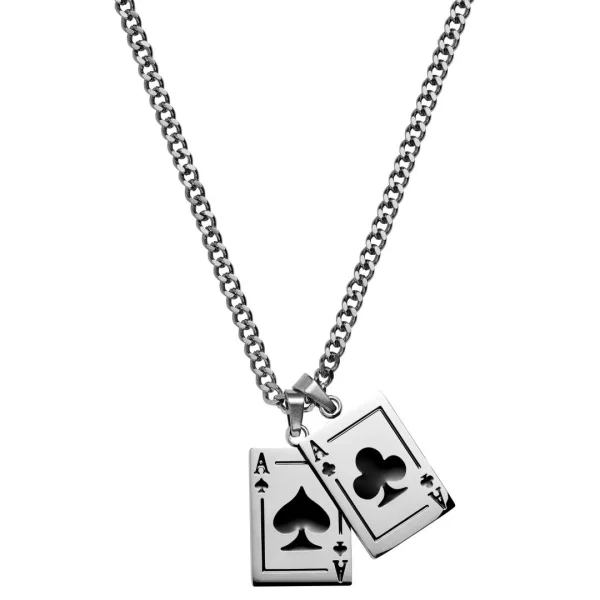 Seizmont Ace | Collier à Pendentif Argenté « La Paire D’as Noirs » 1