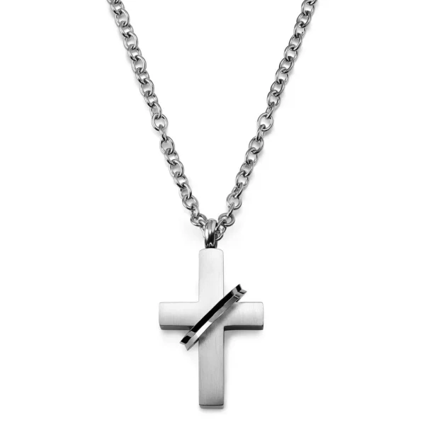 Lucleon Collier Court En Argent Avec Croix 1