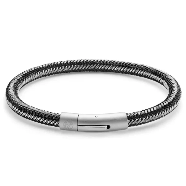 Lucleon Bracelet Câble Noir Et Argenté 4