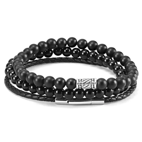 Neshraw Bracelet De Pierres Noires Mates Madura 1