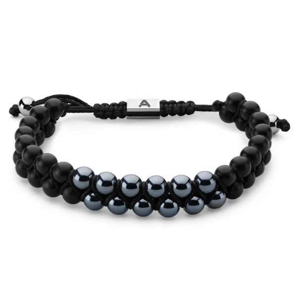 Arkai Bracelet Sanatio Double Rang En Hématite & Onyx 1