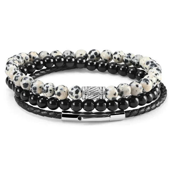 Neshraw Bracelet Raipur Pierres Noires Et Blanches 1