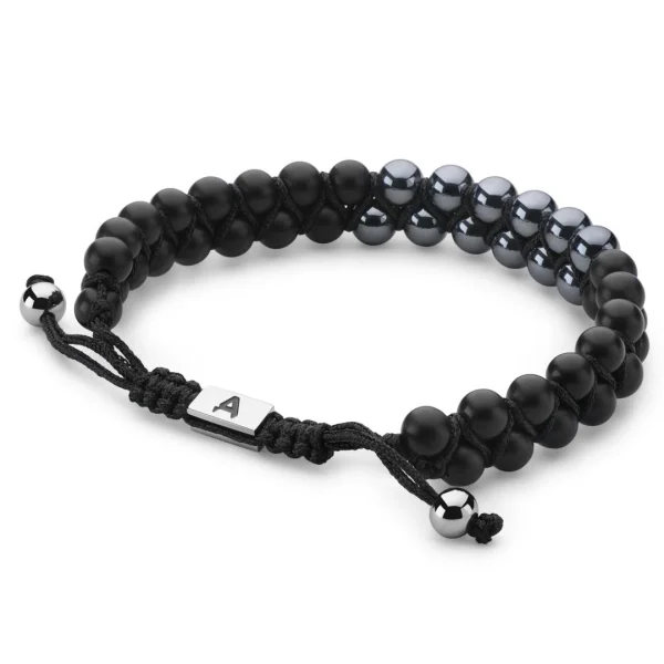 Arkai Bracelet Sanatio Double Rang En Hématite & Onyx 6