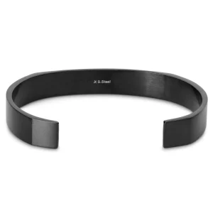 Lucleon Bracelet Manchette Noir En Acier Brossé 7