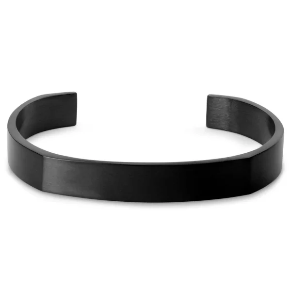 Lucleon Bracelet Manchette Noir En Acier Brossé 1