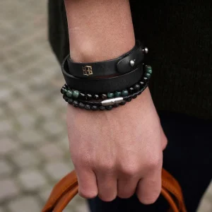 Salt & Hide Bracelet En Cuir Noir Jackson 16