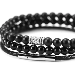 Neshraw Bracelet De Pierres Noires Mates Madura 11