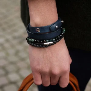 Salt & Hide Bracelet En Cuir Bleu Jackson 14