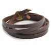 Collin Rowe Bracelet Torsadé Marron En Cuir De Longueur Ajustable 20