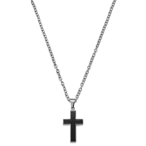 Lucleon Collier à Pendentif Croix Avec Marqueterie Noire 9