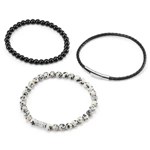 Neshraw Bracelet Raipur Pierres Noires Et Blanches 9