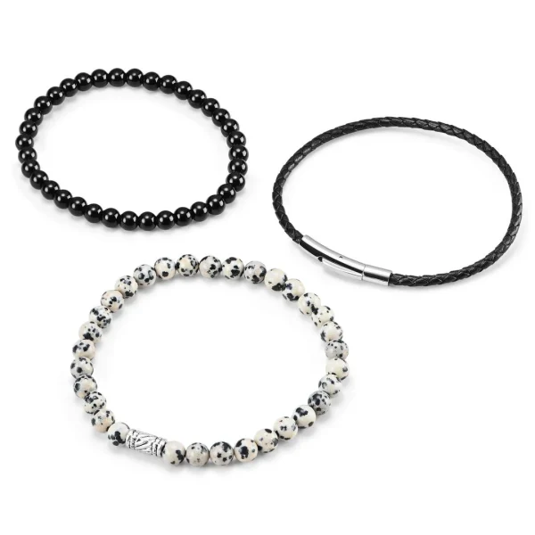 Neshraw Bracelet Raipur Pierres Noires Et Blanches 3