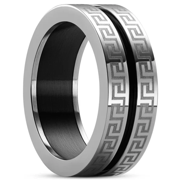 Waykins Bague En Acier Inoxydable à Rainure Noire – 8 Mm 1