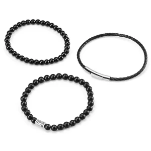 Neshraw Bracelet De Pierres Noires Mates Madura 9