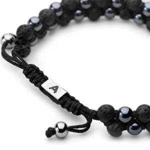 Arkai Bracelet Sanatio Double Rang En Hématite & Pierre De Lave 10