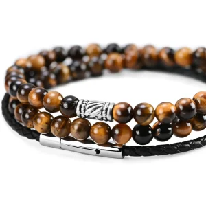 Neshraw Bracelet De Pierres Marrons Oeil De Tigre 12