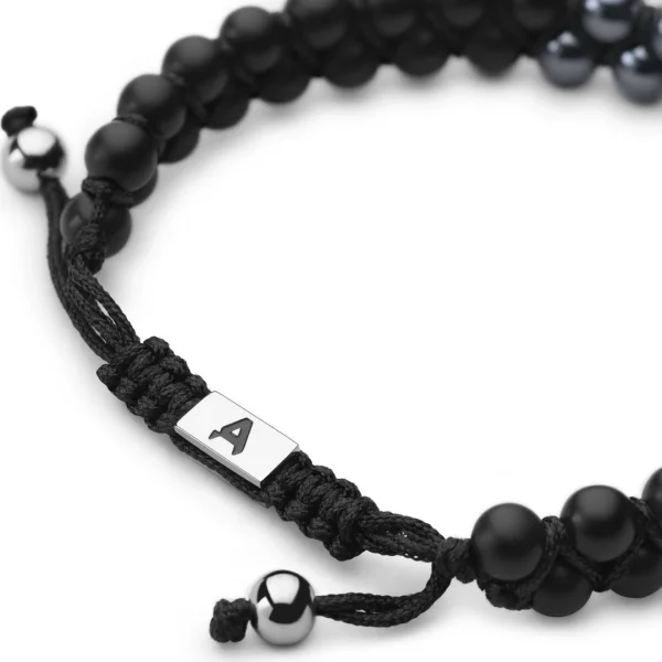 Arkai Bracelet Sanatio Double Rang En Hématite & Onyx 7