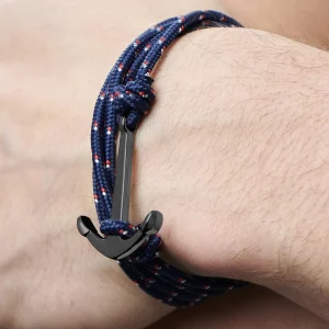 Tailor Toki Bracelet L’ancre Noir à Cordon Bleu Marine 18