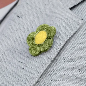 Warren Asher Broche Pour Homme à Fleur Verte Et Jaune 16