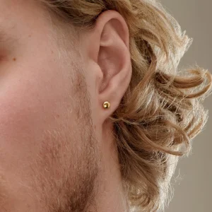 Lucleon Boucle D’oreille « bouton » En Acier Doré De 4 Mm 12