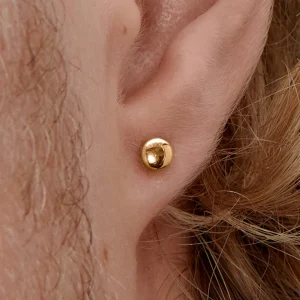 Lucleon Boucle D’oreille « bouton » En Acier Doré De 4 Mm 16