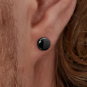 Lucleon Boucle D’oreille « bouton » En Acier Noir 6 Mm 16