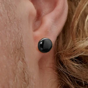 Lucleon Boucle D’oreille « bouton » En Acier Noir 8 Mm 13