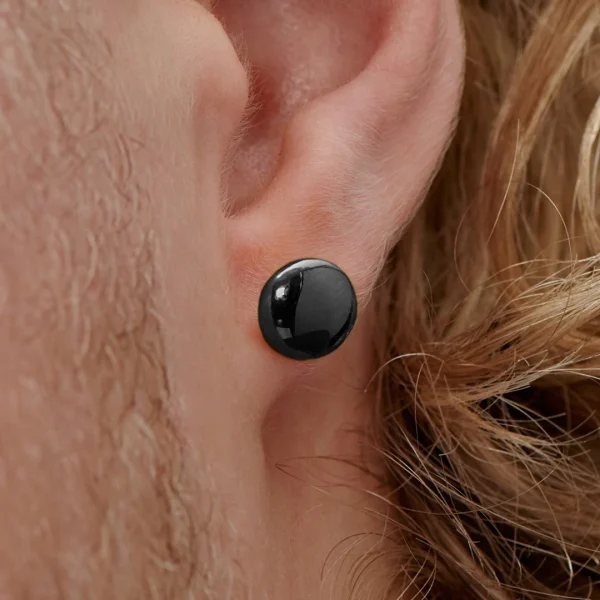 Lucleon Boucle D’oreille « bouton » En Acier Noir 8 Mm 5