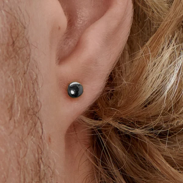 Lucleon Boucle D’oreille « bouton » En Acier Noir 4 Mm 7