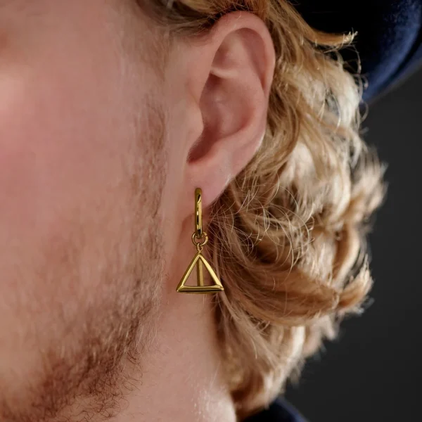 Lucleon Boucle D’oreille En Acier Doré Avec Pendentif Triangle 4